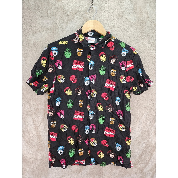 Marvel Other - Marvel Comics All-over Print Short-sleeve Shirt Spider-Man Hulk Iron Man Size S